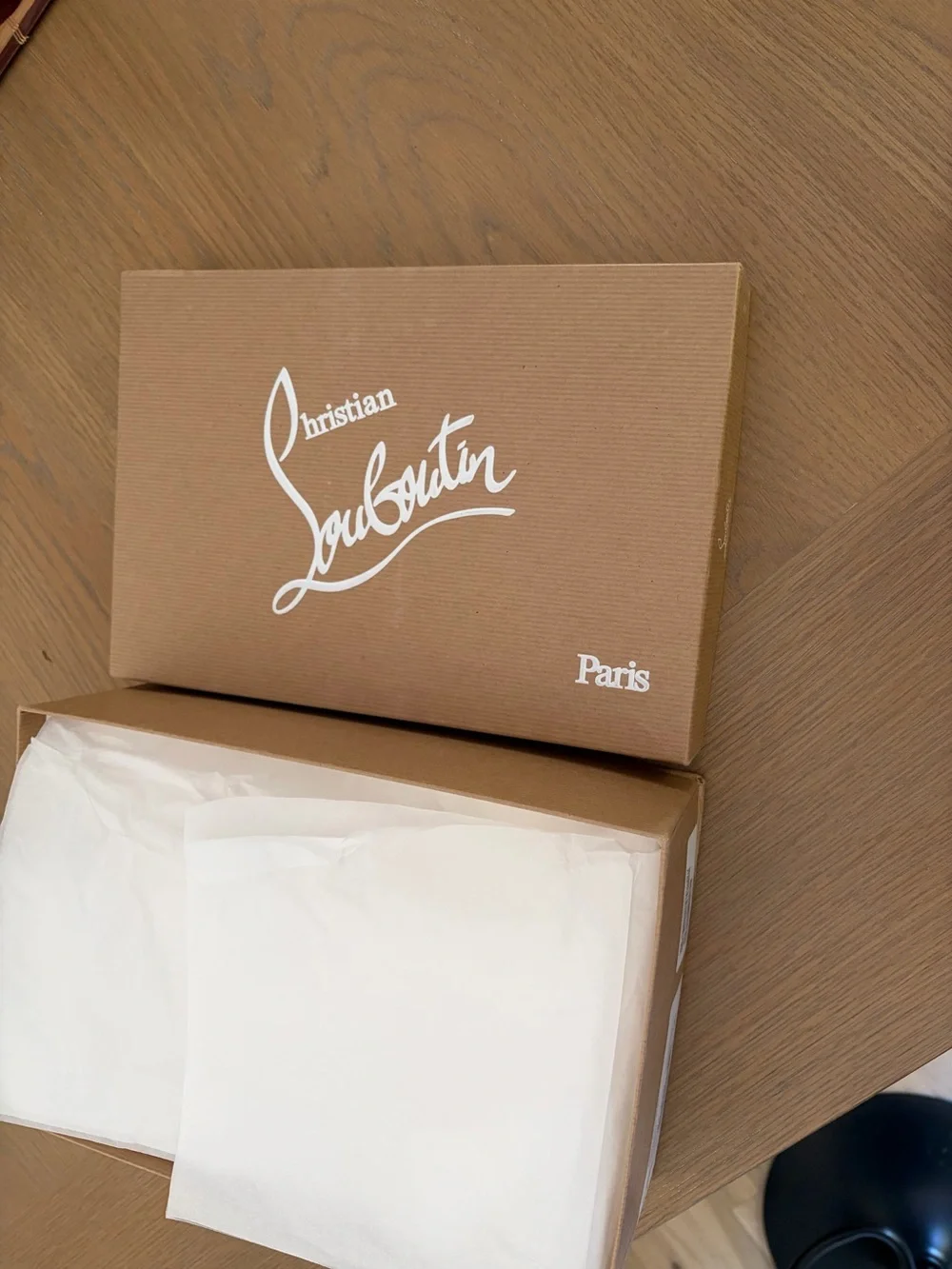 Christian Louboutin Tan Branding Shoe Box with White Logo